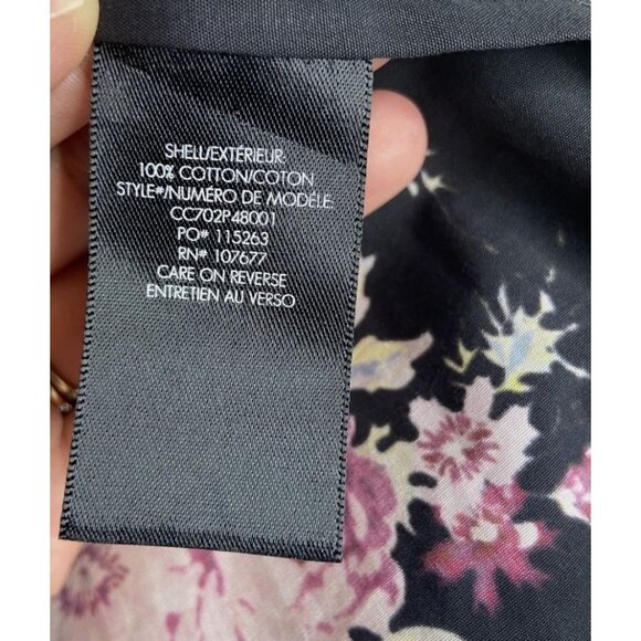 Alice + Olivia Floral Print Bell Sleeve Top XS Black Multicolor Cotton - Picture 7 of 7
